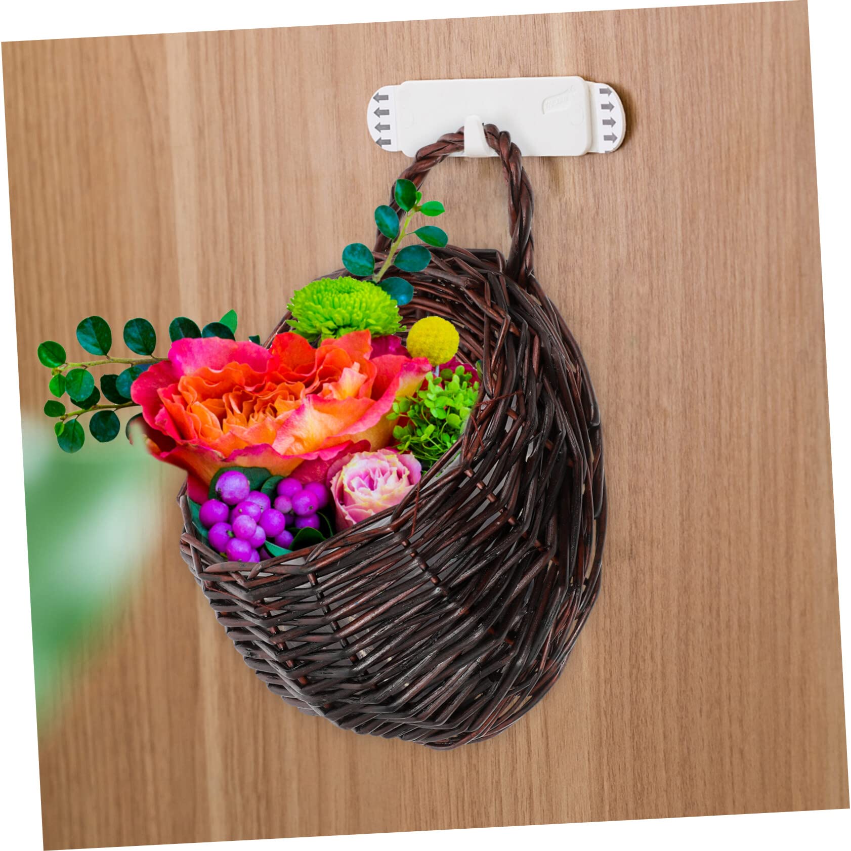 Cabilock 4stücke Hängender Blumenkorb Aus Geflochtenem Rattan Für Wanddekoration Für Pflanzen Blumen Vielseitig Einsetzbar Als Aufbewahrungskorb Oder Deko-Element Für Zuhause Garten