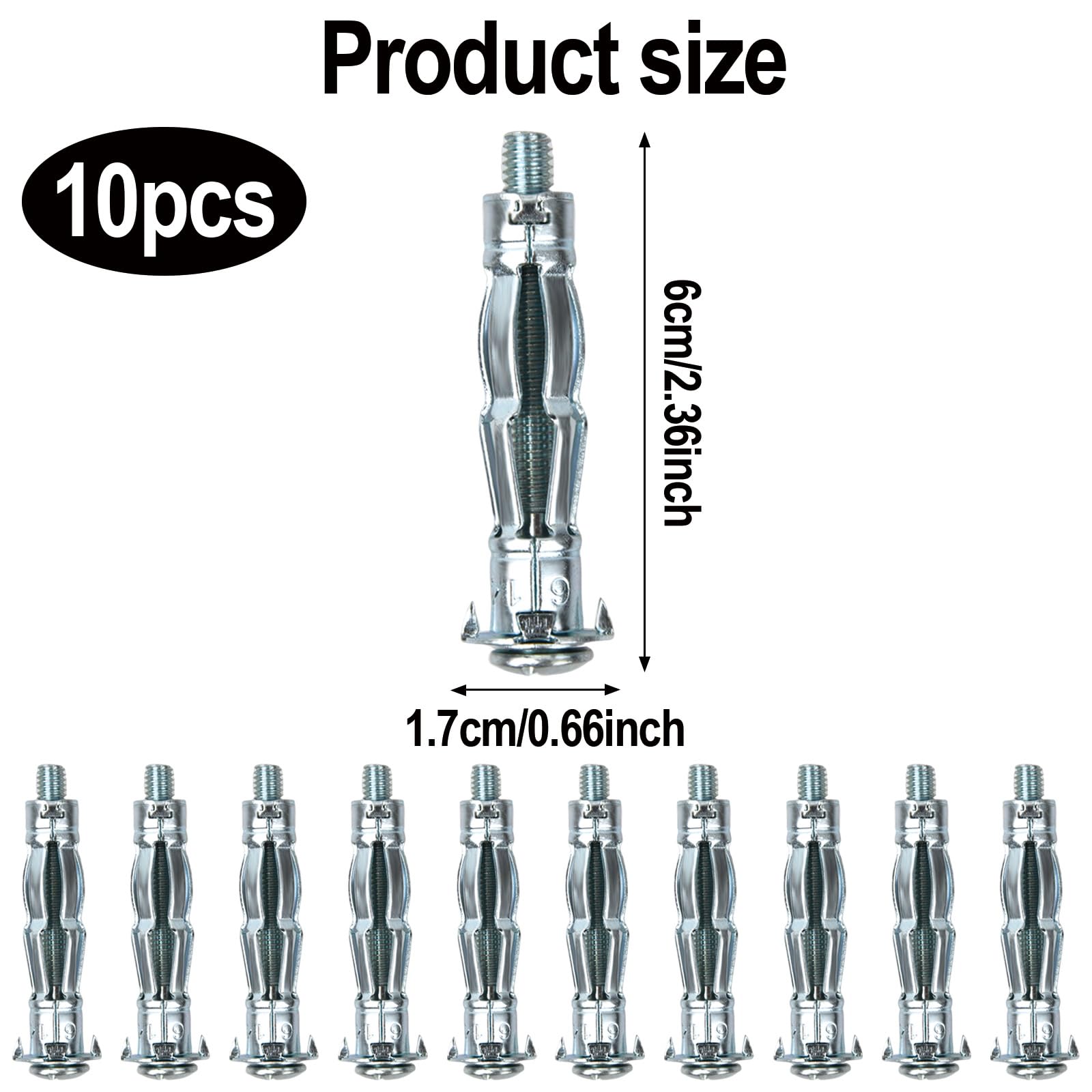 Tasselli Metallici Ad Espansione M6X52 Mm - Set Da 10 Per Cartongesso E Pareti Cave - Foto 12