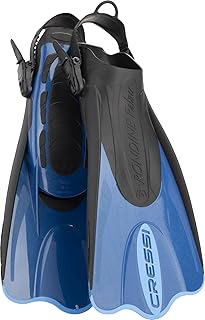 Cressi Adult Short Adjustable Fins - Snorkeling Versatile Open Heel to use also Barefoot - Palau SAF: made in Italy