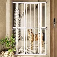Vista 9 de Puerta extra alta para gatos de 55.11 pulgadas, 29.5-40.6 pulgadas de ancho, puerta para mascotas con puertas para gatos, kit de montaje a presión