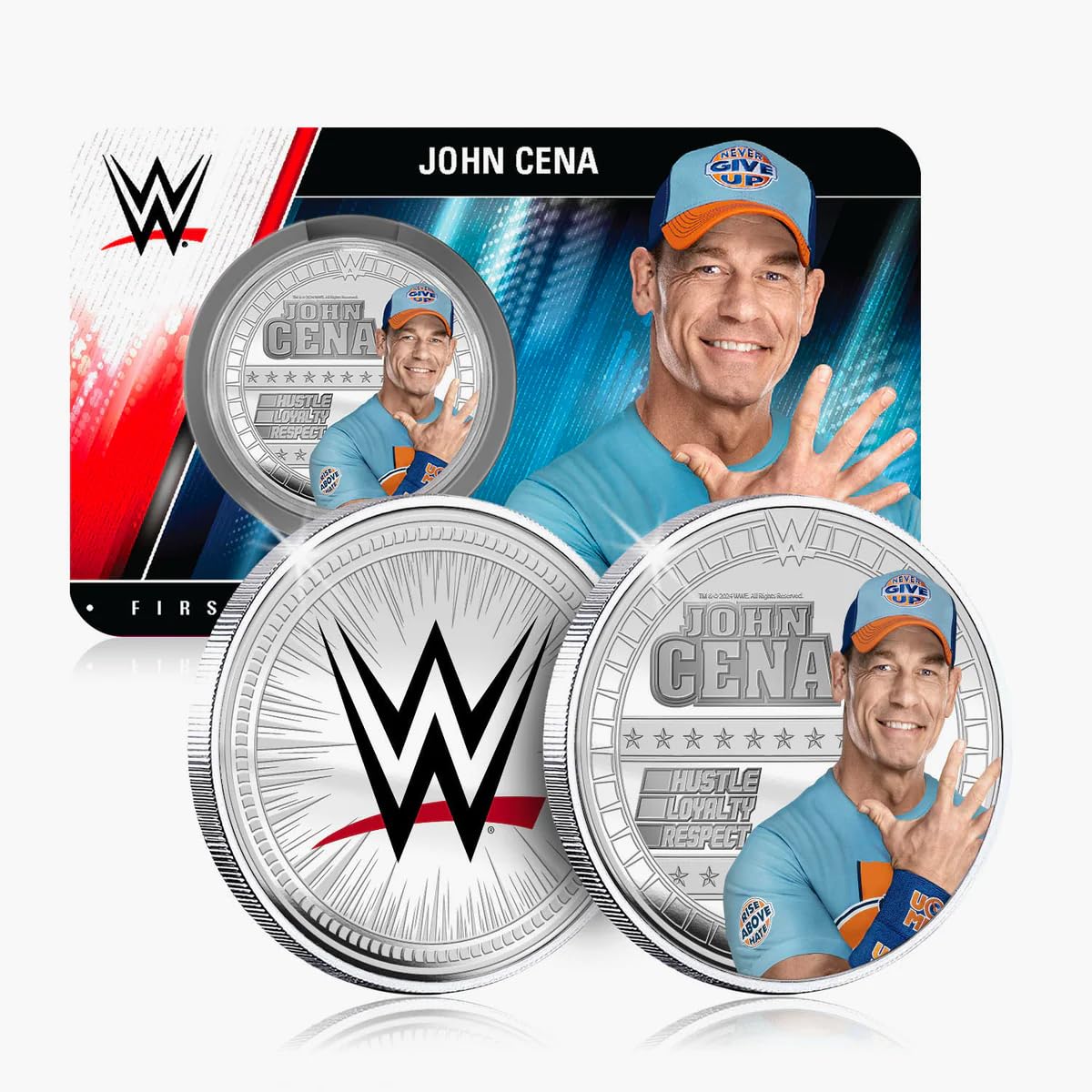 FANTASY CLUB Moneda Coleccionable Oficial WWE The Ultimate Warrior – Edición Limitada De 32 Mm Bañada En Plata, Homenaje Al Guerrero De Los 90 Para Fans Y Coleccionistas