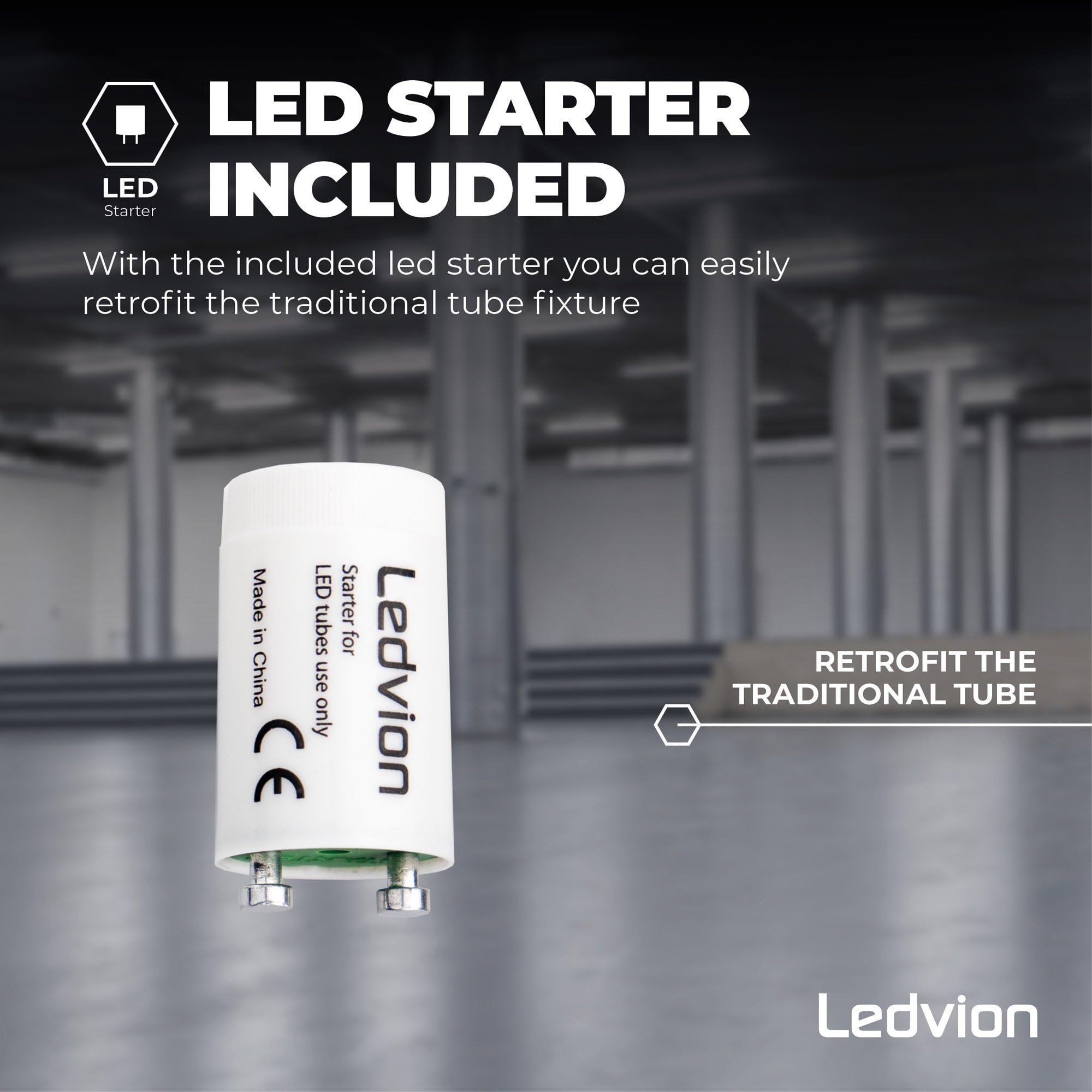 Ledvion - 5X LED Röhrenlampe, 120CM, 18W, 6500K, 185lm/W, Energieklasse B, inkl. LED Starter