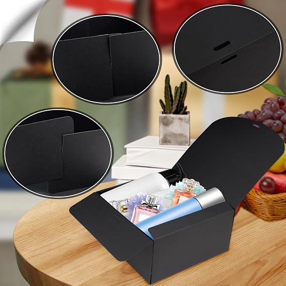 KEYIDO 12Pack Black Gift Boxes with Lids, 20x20x10cm Large Cardboard Gift Box Bridesmaid Proposal Box with Ribbon for Wedding Birthday Festival Christmas Party Present Packaging