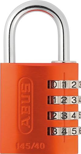 ABUS 14540 Candado combinado no TSA para estuches rígidos, equipaje, reiniciable, naranja