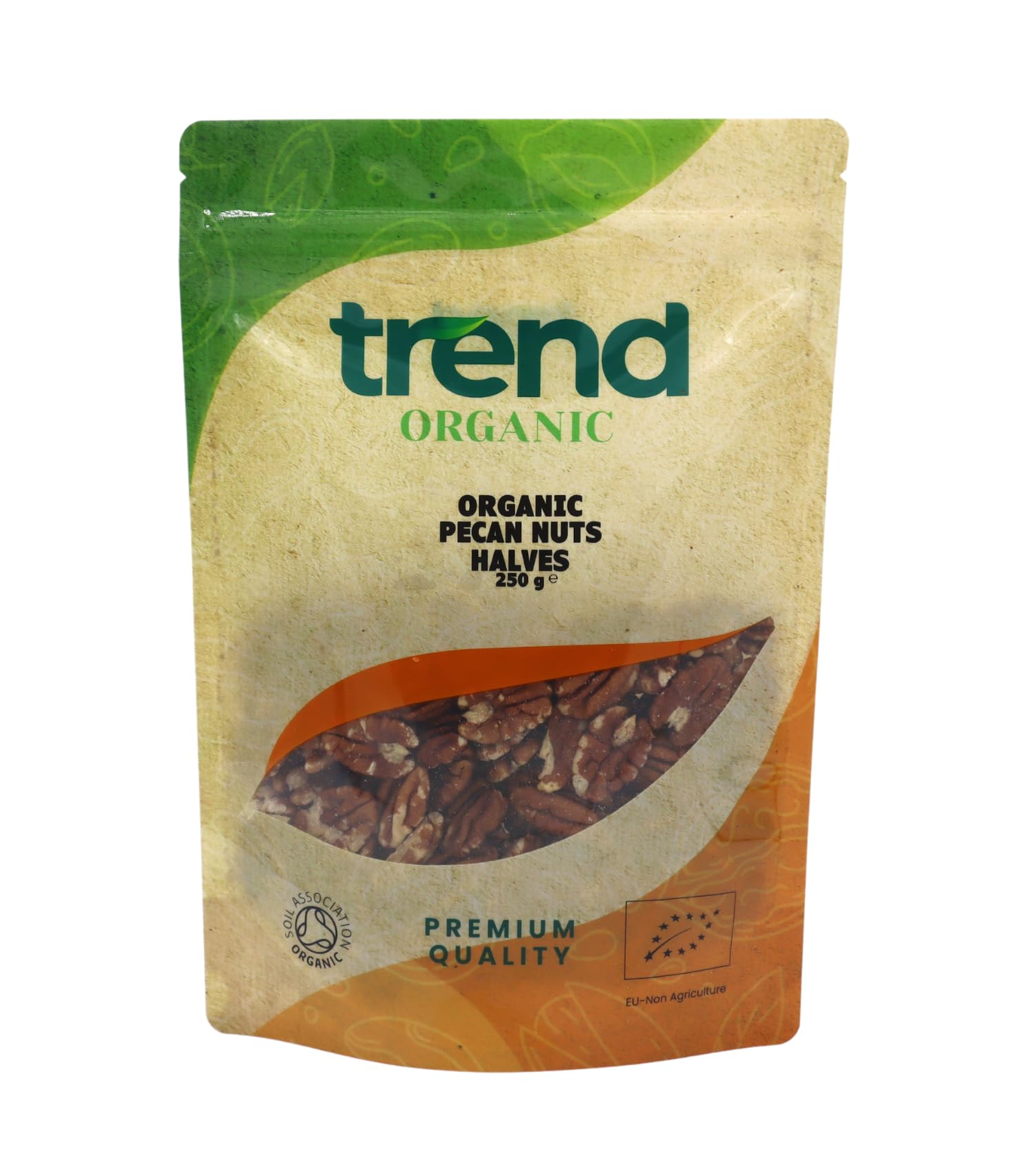 Trend Organic Pecan Nuts Halves, 250g - Perfect for Snacking, Baking, and Nutrient-Rich Recipes, Certified Organic, Vegan, Non-GMO, No Additives No Preservatives, High Fibre, High Protein, Raw