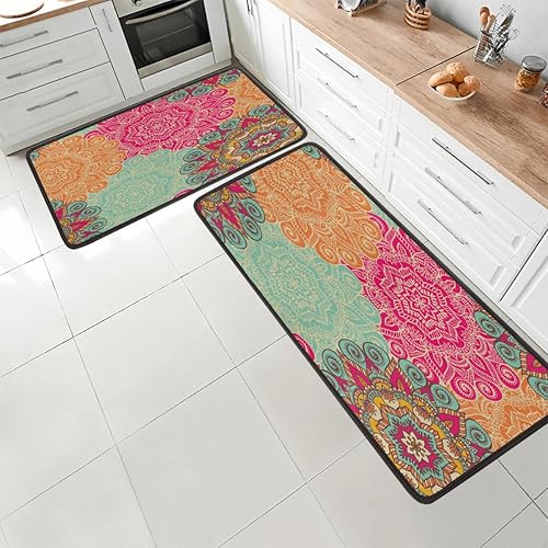 Vista 59 de GUYOS Bright Night Sky Galaxy - Tapete de cocina acolchado antifatiga, juego de 2 piezas, duradero, resistente a las manchas, parte inferior multi