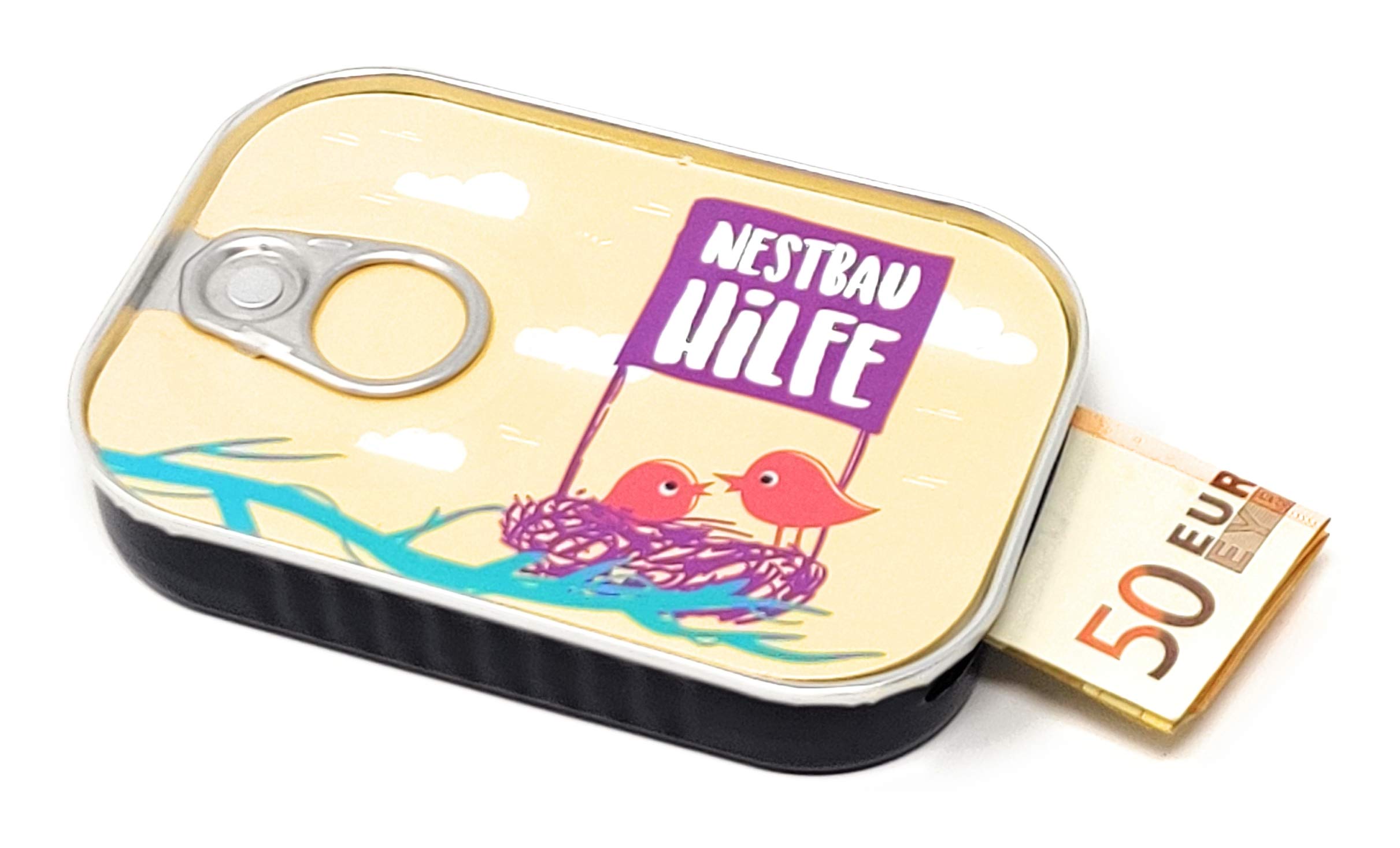 Geldgeschenke Verpackung Sardinendose "NESTBAUHILFE" Geld Ge