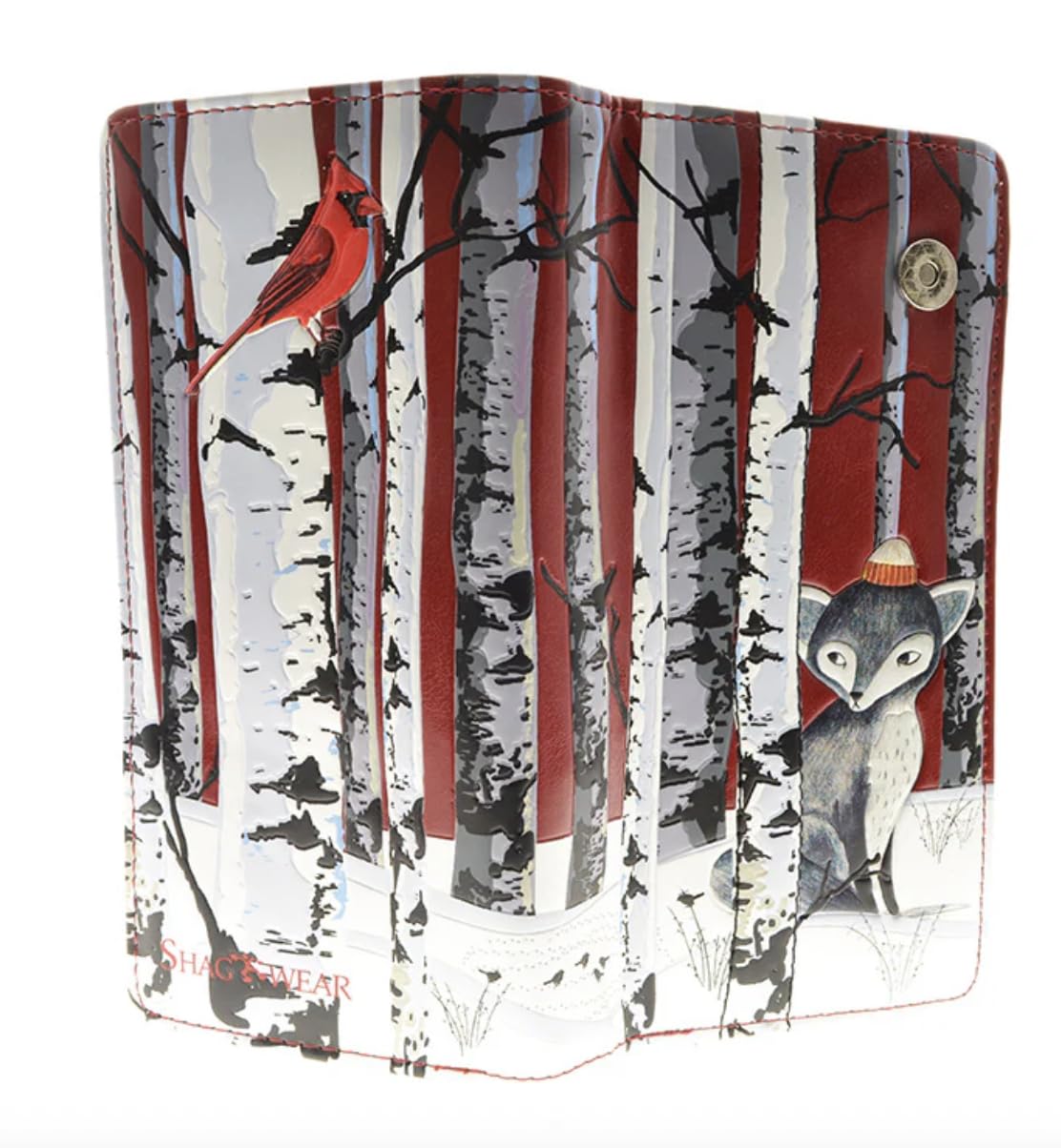 Shag Wear Winter Fox Large Wallet Red 7"
