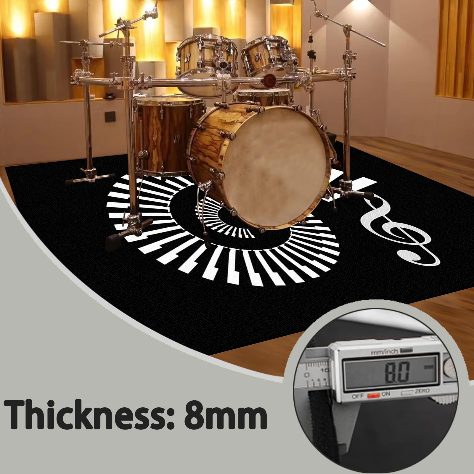 Dywan z baterią akustyczną, dźwiękoszczelny dywanik z baterią, elektroniczny dywanik do bębna basowego, antypoślizgowy do bębna basowego i innych elementów zestawu dywaników do dywanika 160 x 120 cm