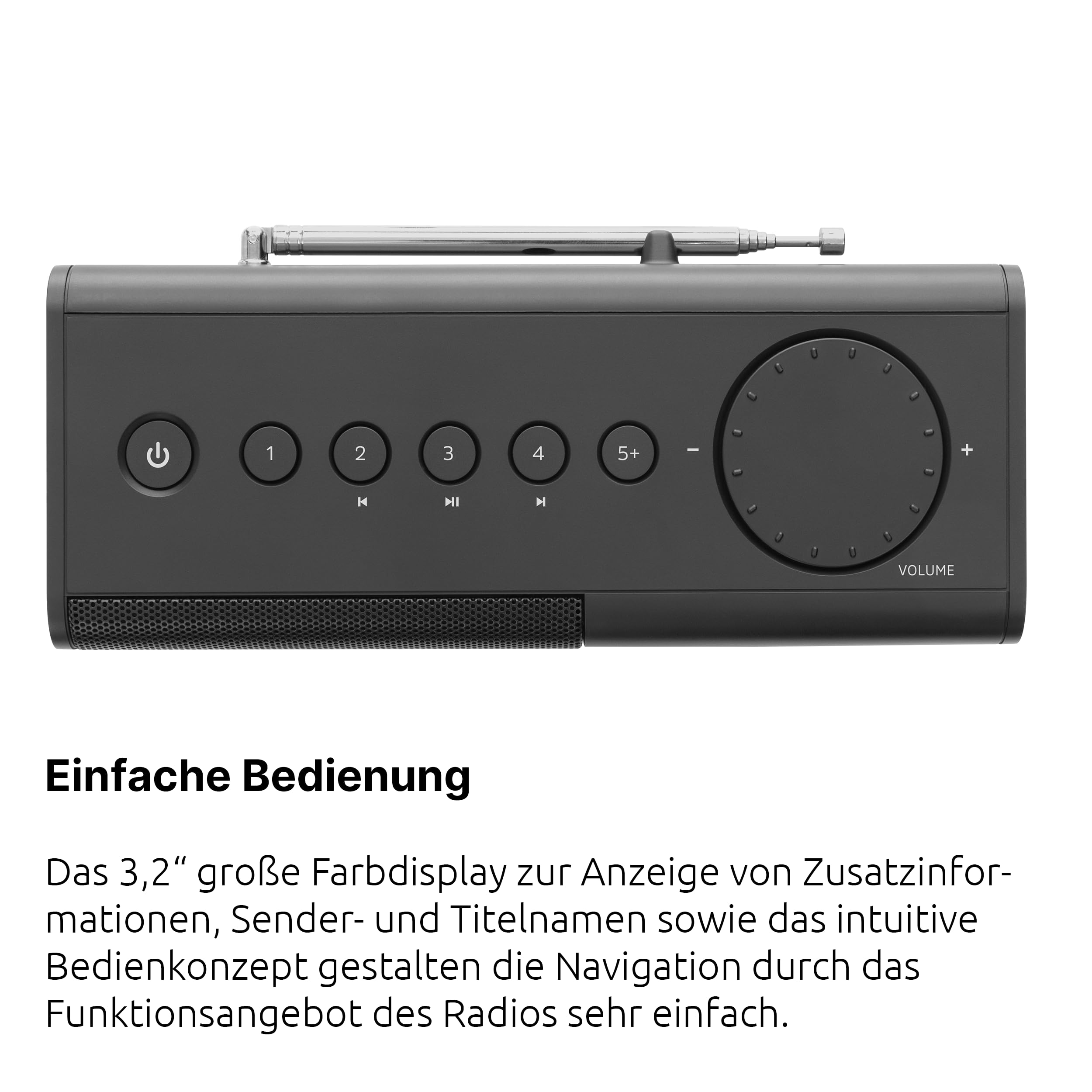 TechniSat DIGITRADIO 217 – Kompaktes und tragbares DAB+ Digitalradio (UKW Radio, Farbdisplay, Bluetooth, Direktwahltasten, Netz- und Batteriebetrieb, 2 Weckzeiten, Favoritenspeicher) schwarz