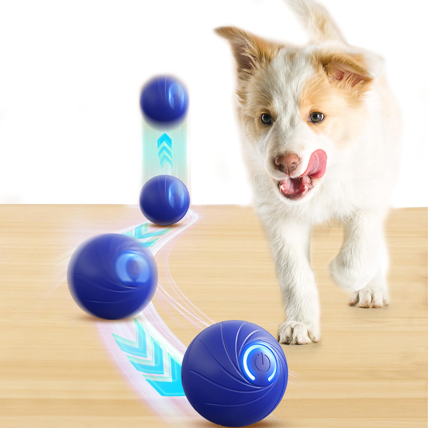Yoaoland 2025 New Interactive Dog Ball Toys for Dogs, 2025 New Vibrating Dog Balls,Type-C Rechargeable Automatic Moving Toy Ball for Small Dogs and Cats(Blue)