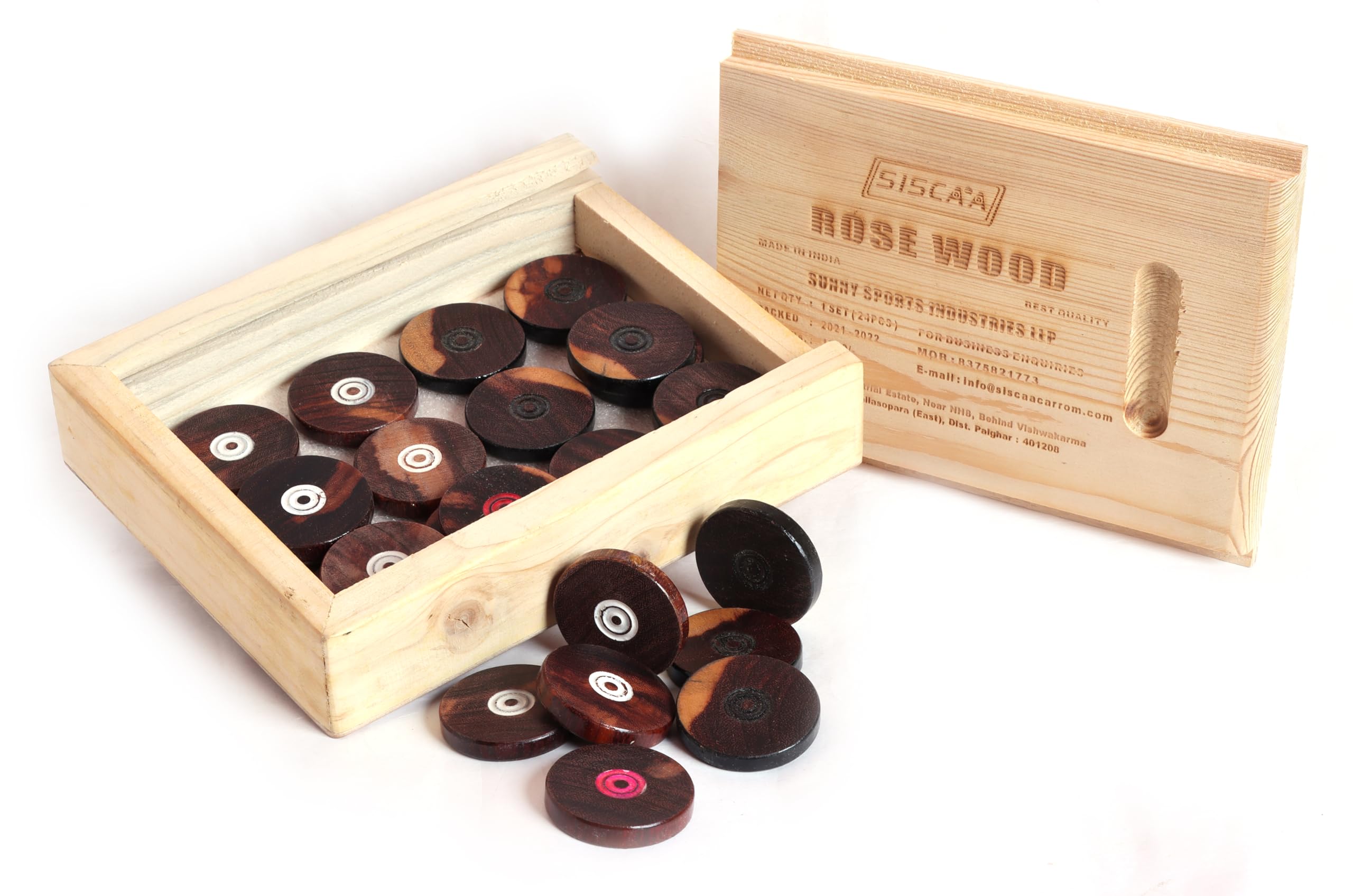 KD SISCAA Carrom Coin Carrom Board Accessory Approved & Used in National Tournament Carrom board by Carrom Federation of India (RoseWood)