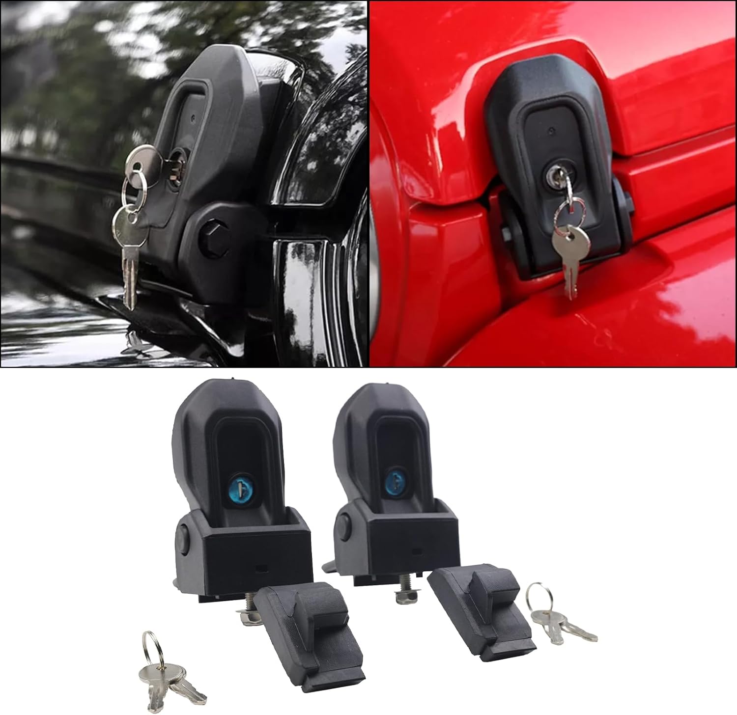 Anti-Theft Hood Lock Catch Latches Fits for Jeep Wrangler JL Gladiator JT 2018 2019 2020 2021 2022 2023 Black Hood Latch