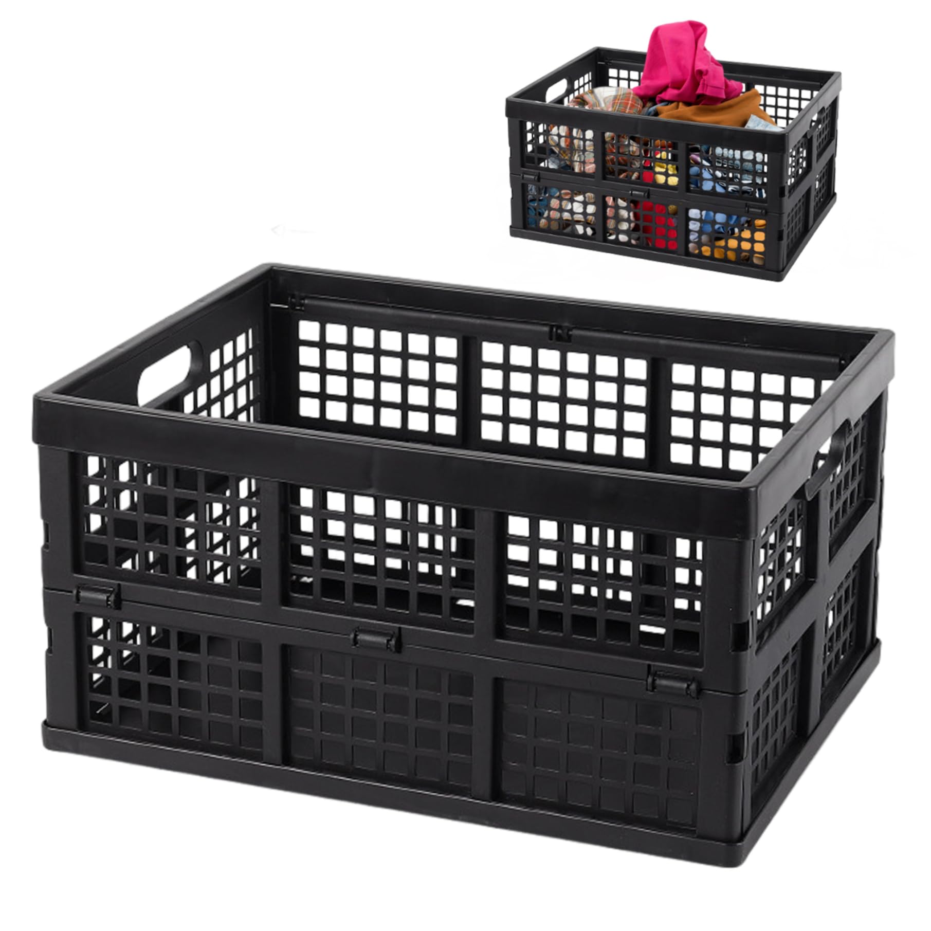 Caisse pliable 28L plastique panier rangement empilable vêtements lait