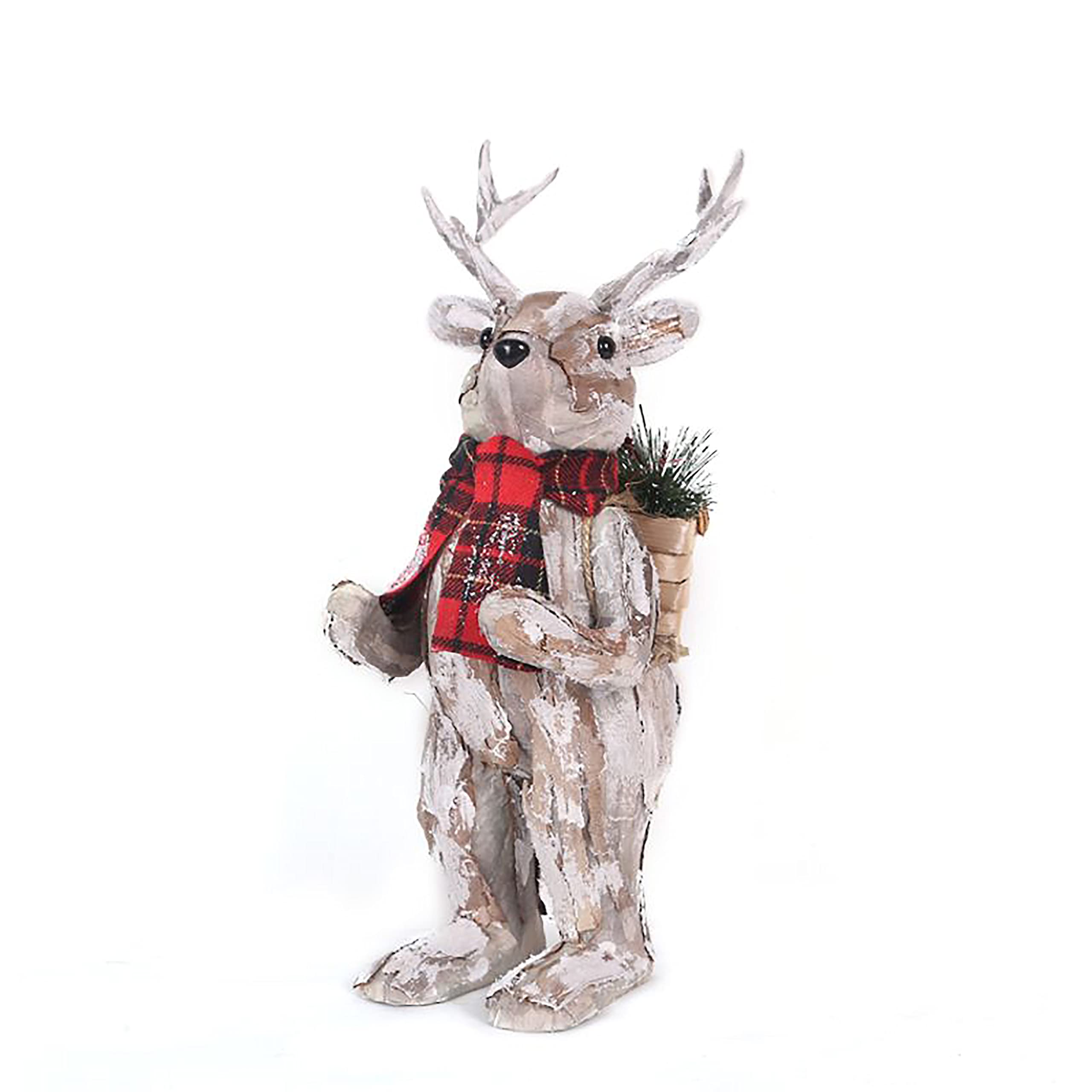 Shatchi Brown 34Cm Reindeer Christmas Tabletop Centrepiece Showpieces Home Art & Craft Xmas Party Window Décor