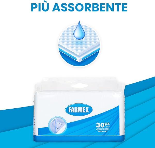 Farmex - Absorbent Pads for Bed, Bed Sheets, Mattresses and Sofas, for Adults and Children, Skin-Friendly, Hypoallergenic and Latex Free - Size 60 x 90 cm, 30 Pieces - 2