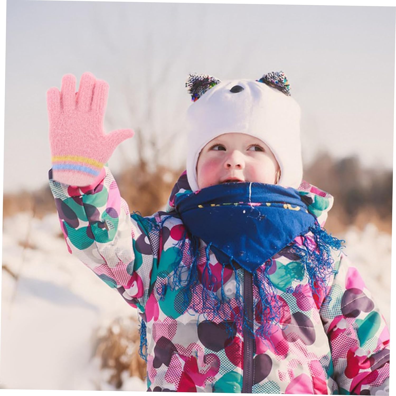 Ipetboom Years Old Boys and Girls Winter Gloves Knitted Boy Girl Mittens for Soft Mittens Cartoon Design Full Finger Gloves for Autumn and Winter