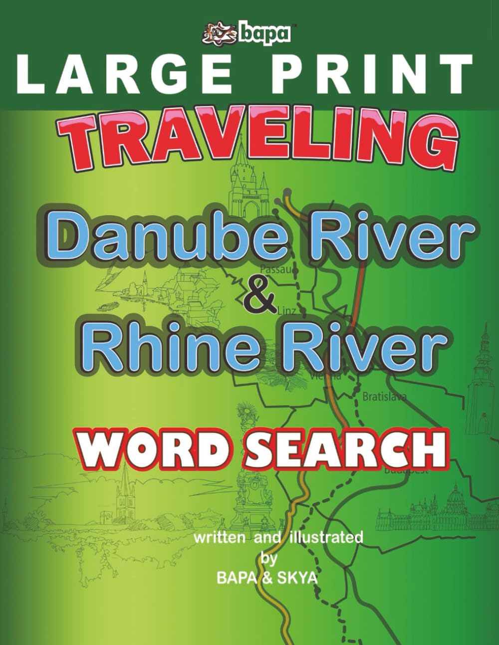 Traveling Danube & Rhine River Wordsearch: Discover the beautiful sites along these two iconic rivers