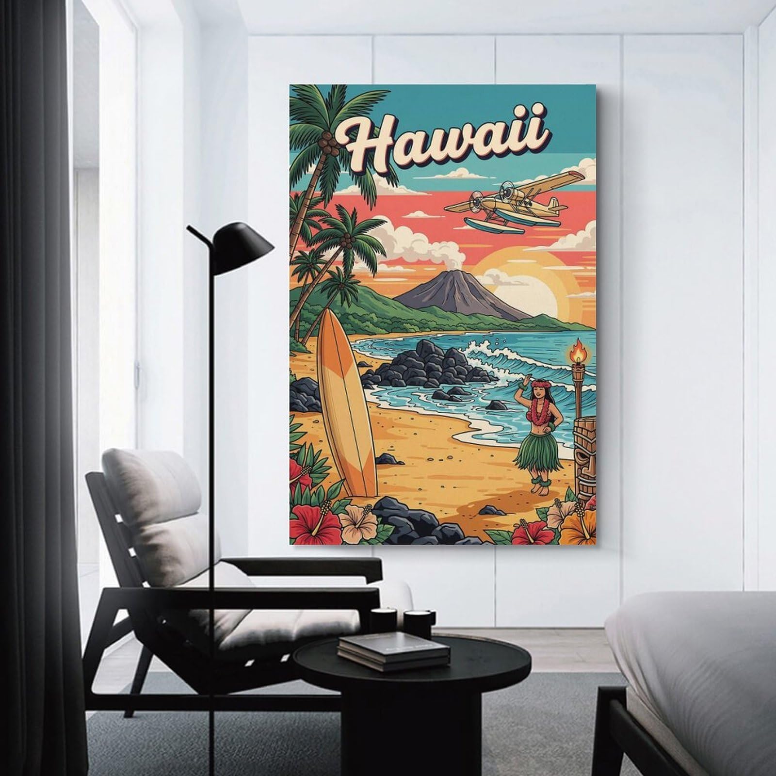 Junmoney Room Decor Wall Art Hawaii Retro Travel, 12x18inch(30x45cm), for Gallery Wall Layouts in Home Or Office, Home Wall Art for Statement Displays