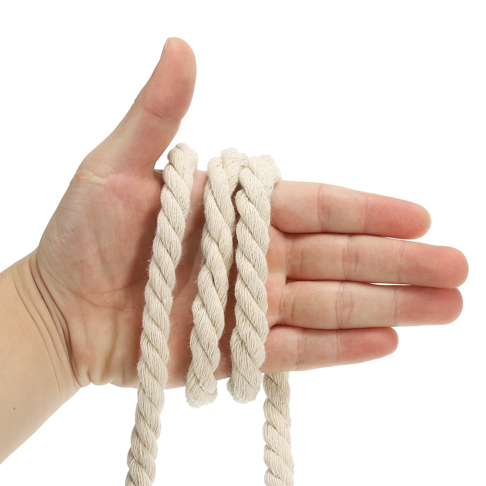 PATIKIL 1/2 Inch x 100 Feet Natural Twisted Cotton Rope, 3 Strand Strong Thick Tug of War Rope for Railings Crafts Home Decor White - Image 4