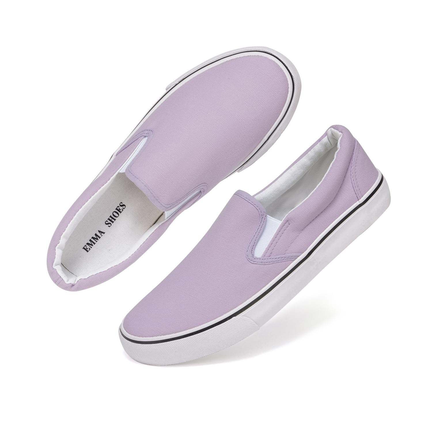 Emma Shoes Low-Top Slip Ons Women's Fashion Sneakers Casual Canvas Sneakers for Women Comfortable Flats Breathable Padded Insole Slip on Sneakers