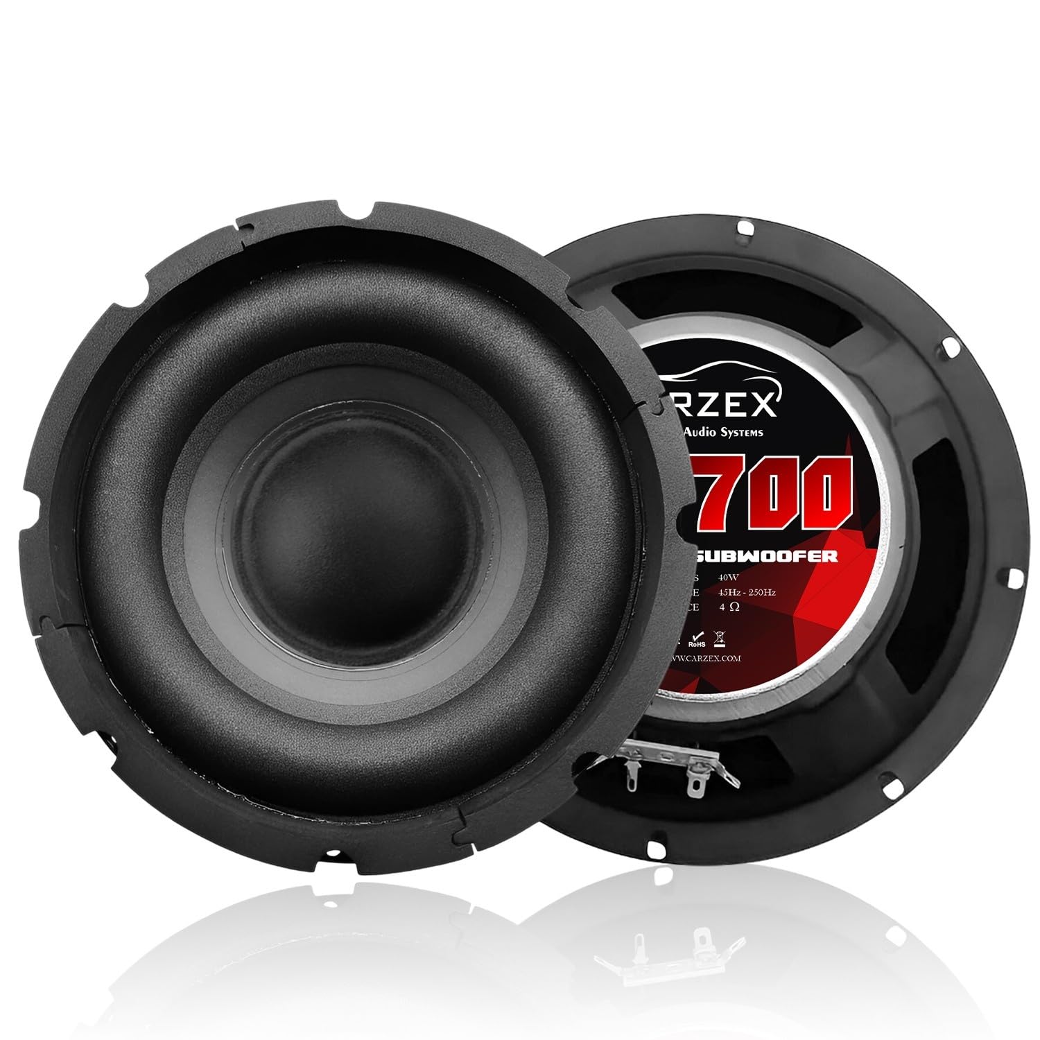 Carzex 6.5 Inch 250w Car Door Subwoofer 40w RMS 4 ohm Deep Bass Subwoofer for Custom Car Audio Projects (1" Voice Coil | 90 x 30mm Magnet)