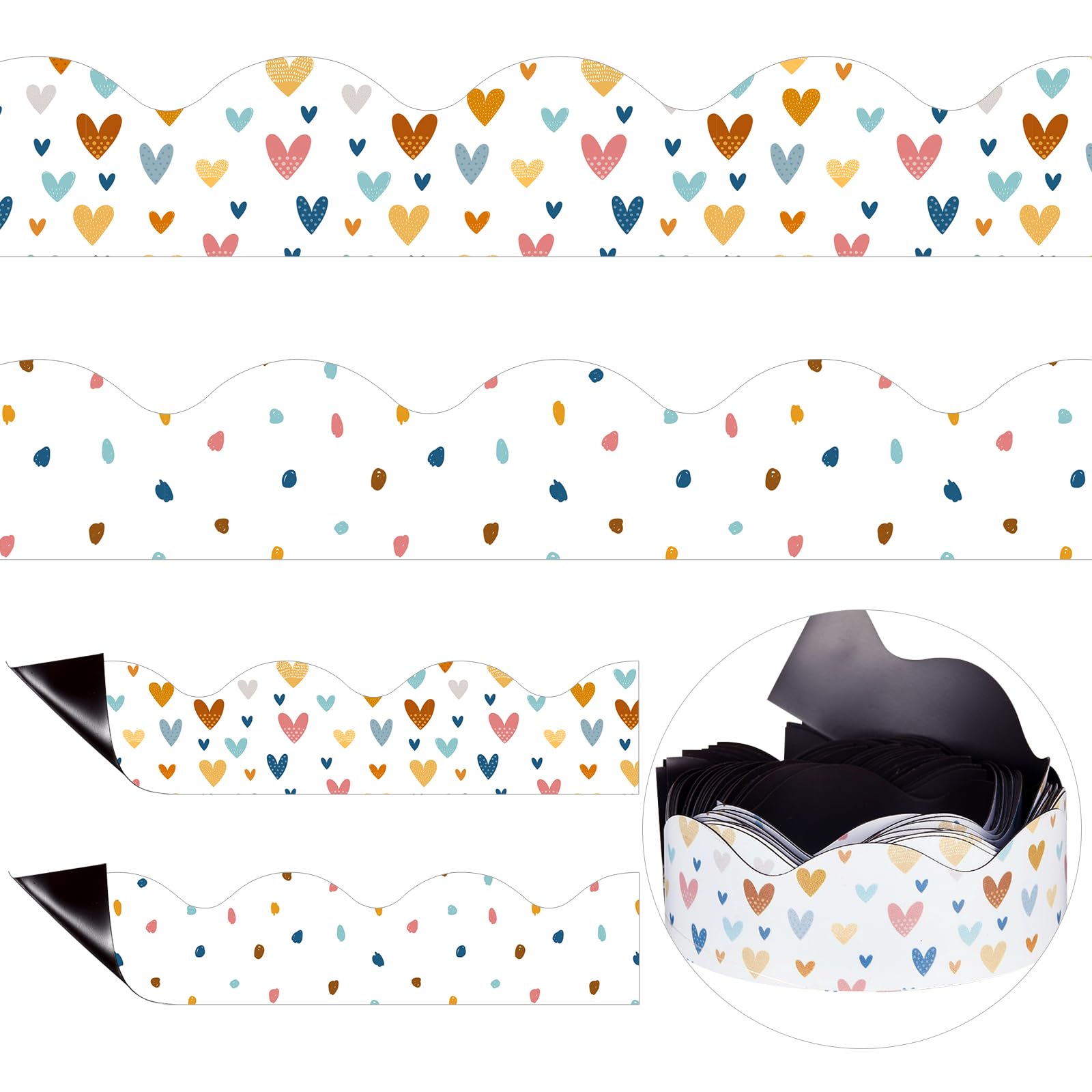 Umigy 30 Pcs Boho Magnetic Borders for Classroom Whiteboard 11.81 x 1.5 Inch Boho Magnetic Strip Bulletin Board Borders School Classroom Chalkboard