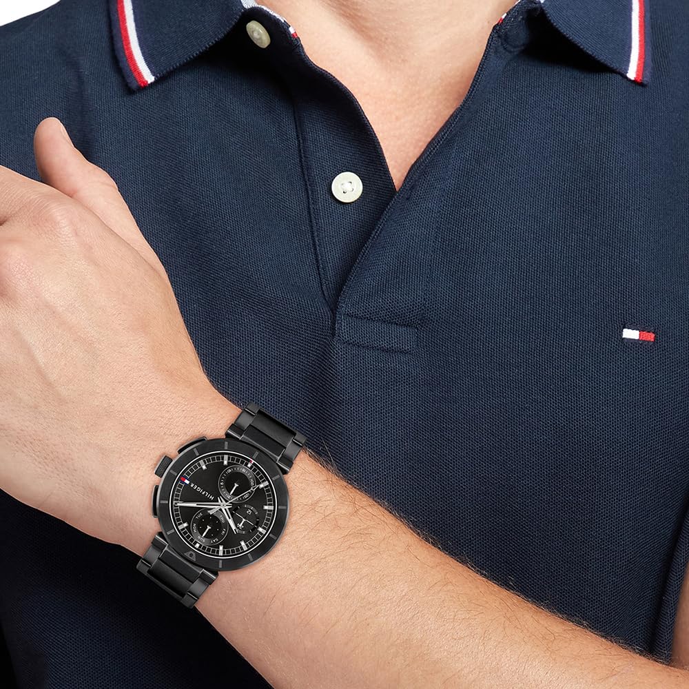Tommy Hilfiger Analogowy wielofunkcyjny zegarek kwarcowy dla mężczyzn z bransoletką ze stali nierdzewnej