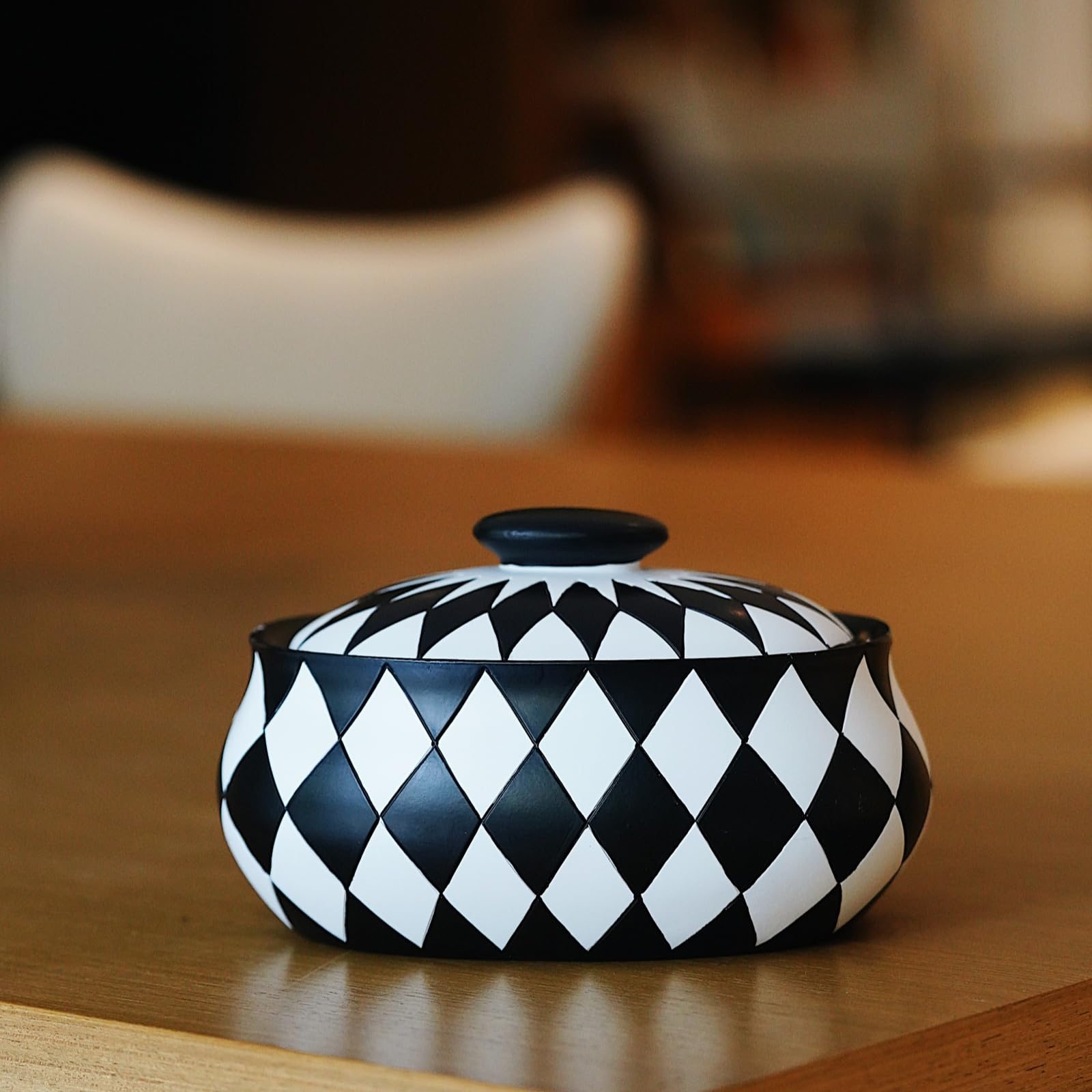 Cmrweio Black and White Keepsake Box Jewelry Storage Case Decorative Boxes With Lids For Home Decor Checkerboard Pattern Festival Gifts