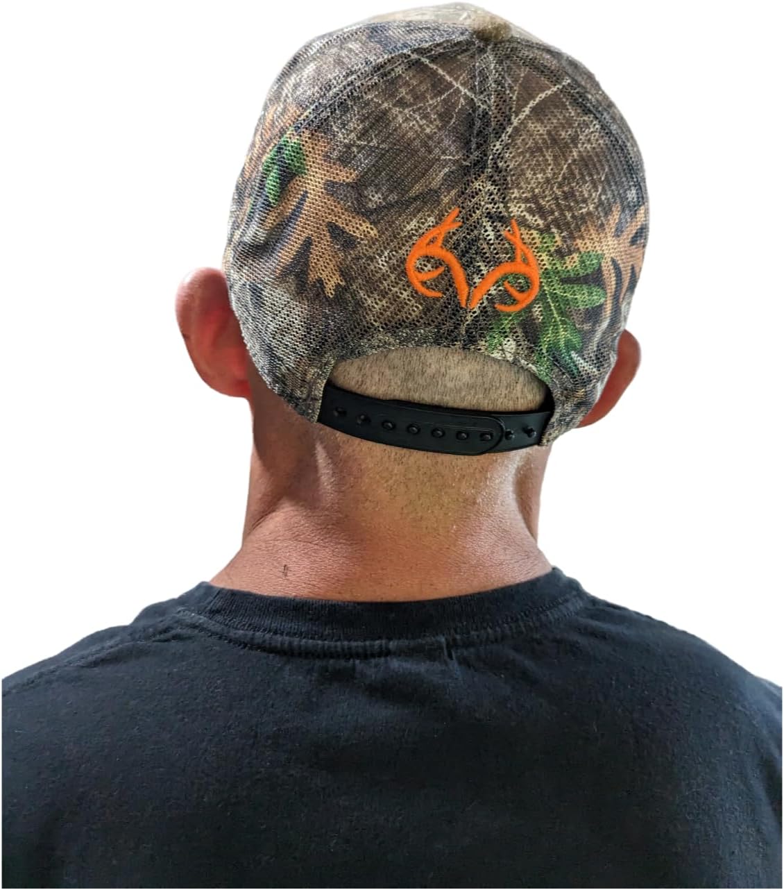 Realtree Edge Blaze Logo Camo Mesh Trucker Cap Hat Snapback Wicking Sweatband Low-Mid Profile Structured Precurved Visor Camouflage Cap Hat - Image 7