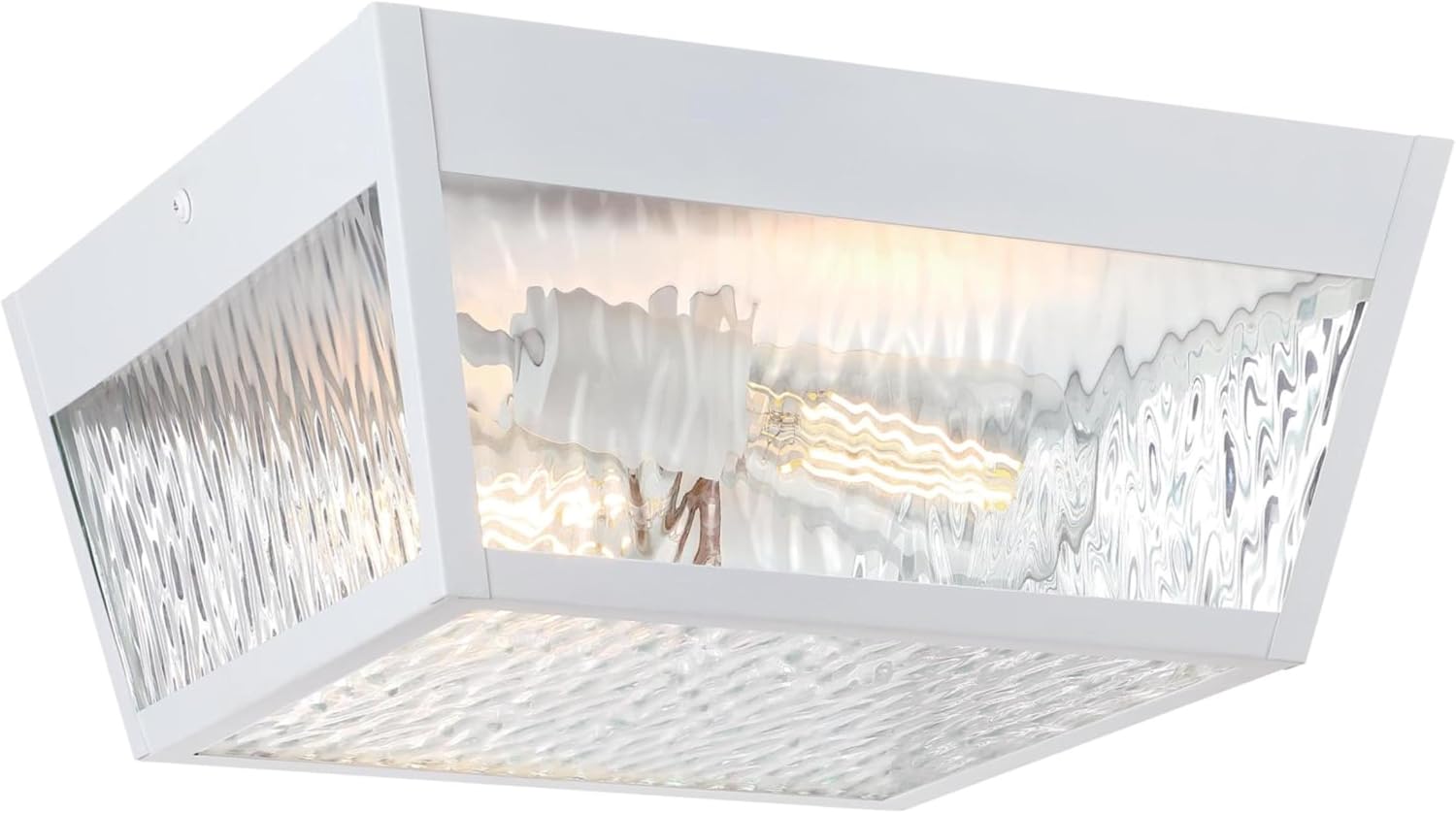 Westinghouse Peterson 12-Inch Outdoor Surface Mount Ceiling Fixture, Matte White Finish with Clear Water Glass