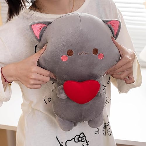 Miniatura 5 de Alwoligag Peluche de animales de peluche con peso, 3 libras de peluche de gato con peso de 19.6 pulgadas, almohada suave de felpa de gato kawaii