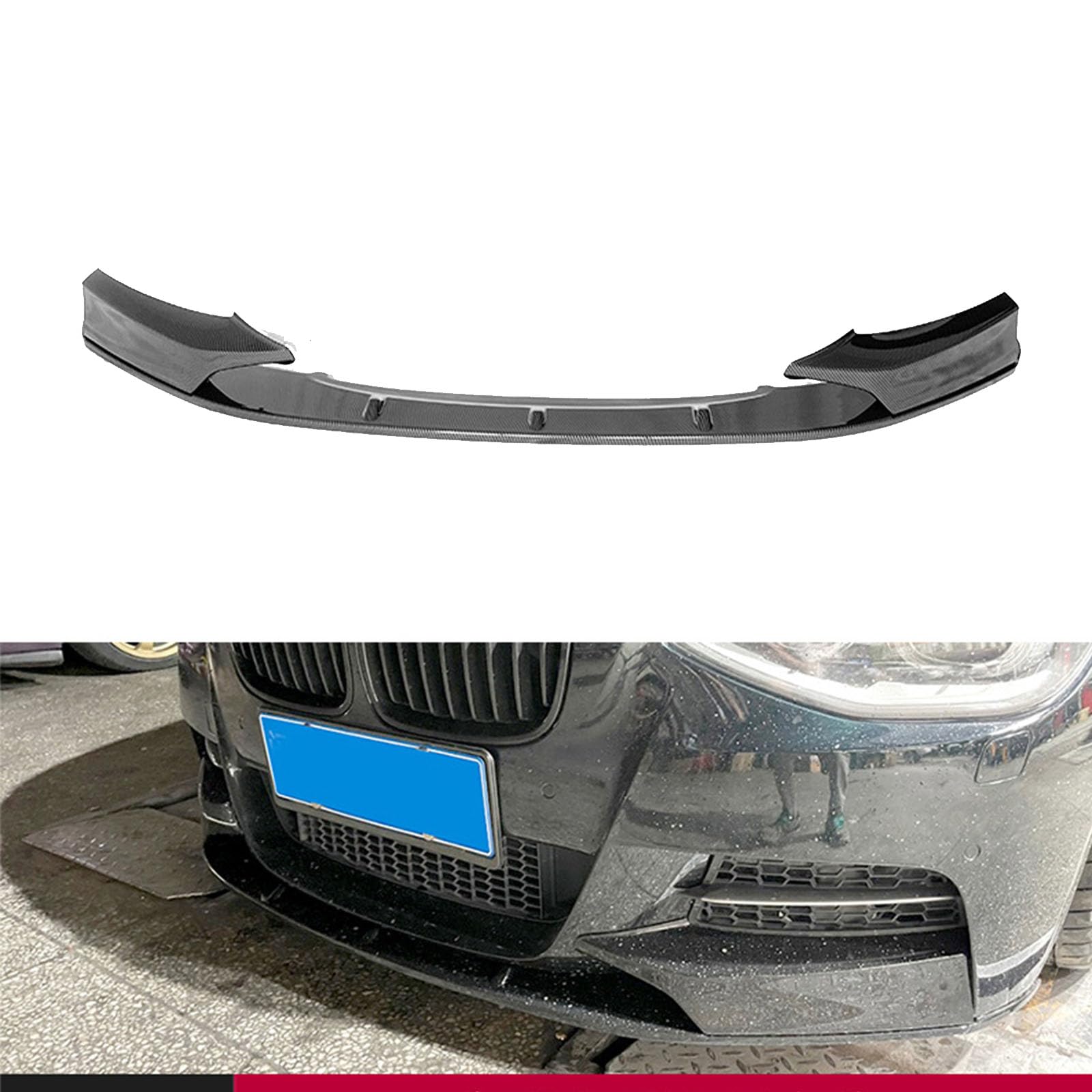 Kompatibel mit BMW 1 Series F20 Early Sport M135i MP Style 2012-2014, Frontstoßstangen-Spoilerlippe, Auto-Unterkörper-Kit-Splitter, B Carbon Fiber Look