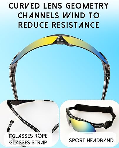 Miniatura 5 de Gafas de sol polarizadas para hombres y mujeres, 5 lentes con protección UV, antirreflejos, para deportes, béisbol, correr