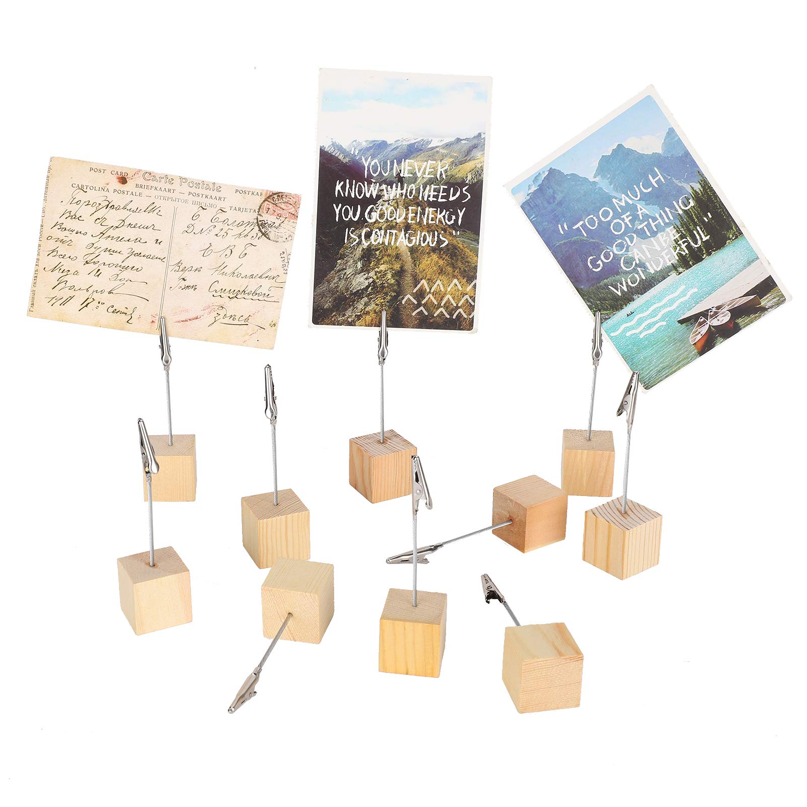 20x Fotohalter Clip Mit Holzfuß - Memo Halter Mit Krokodilklemme 10,5cm Für Büro & Hochzeit