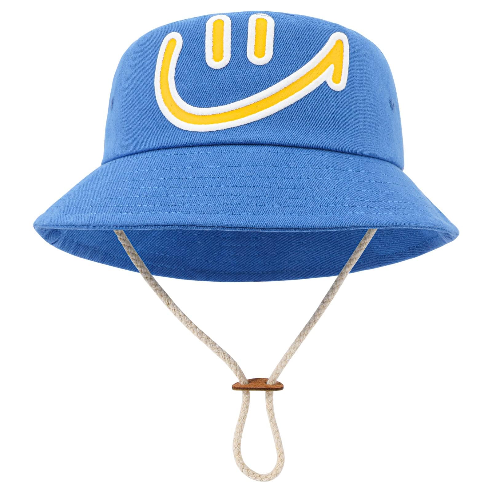 TERRIFITERRIFI Kids Bucket Hat - Unisex Toddler Sun Hat with Adjustable Chin Strap and Fun Smiling Face Design,Breathable Summer Sunhat for Outdoor Play and Summer Adventures