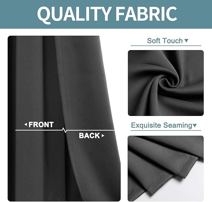 Cortinas Blackout ChrisDowa con Anillas - 2 Paneles Gris Oscuro 42x63 miniatura 5