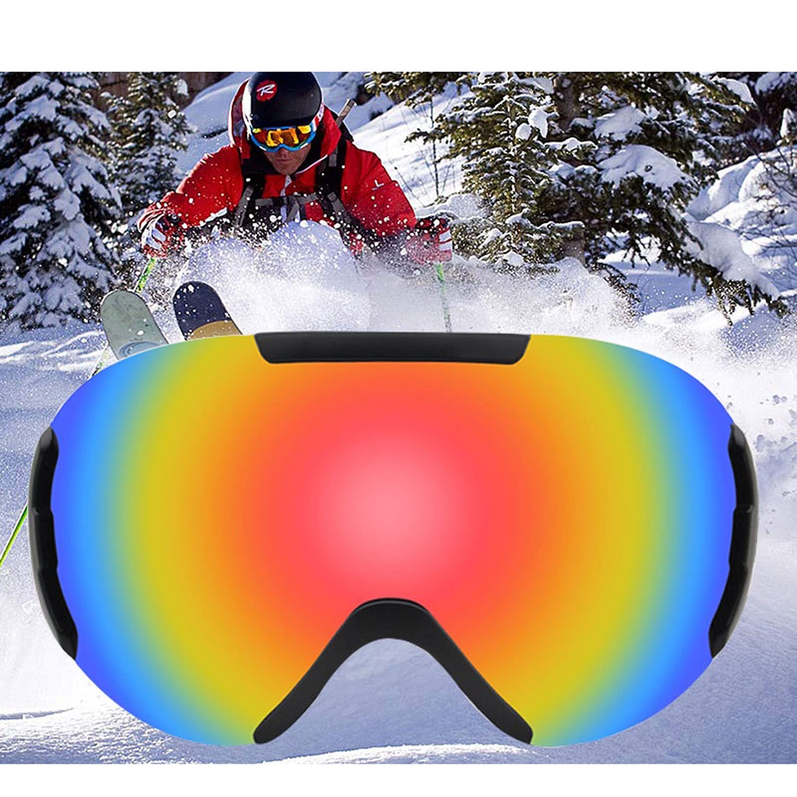 DieffematicHXJ Gogle narciarskie Mężczyźni kobiety anty-mgły podwójne warstwy narciarskie Okulary obiektywu Maska narciarska Okulary narciarstwo Snowboard Okulary Lustro Polaryzacja Gogle (Color : Gr