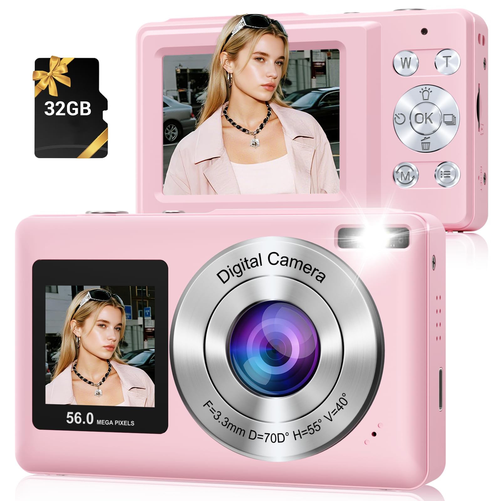 56M 2.7K Dual-Screen Digital Camera Pink-picture-13