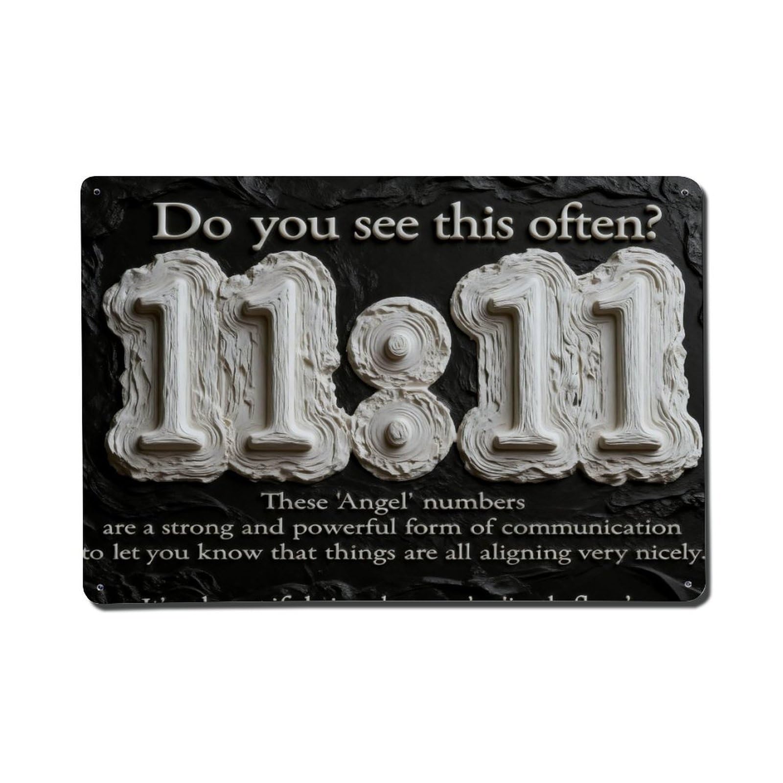 Angel Numbers Pattern Print Metal Tin Sign Plaque