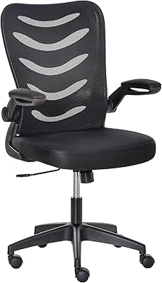 Vinsetto Sedia da Ufficio Ergonomica, Poltrona Girevole, Altezza Regolabile e Braccioli Sollevabili, 58.5x58x94.5-103.5cm, Nero