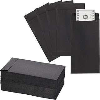 100-Pack Black Money Envelopes for Cash, Budgeting, Money Saving Challenges, Currency Envelopes for Coins, Budget Planning, Blank Kraft Paper (3.5 x 6.5 Inches)