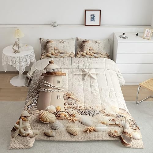 Erosebridal Juego de edredón náutico, juego de edredón de playa de mar tamaño individual para niños, adolescentes y adultos, moderno juego de ropa