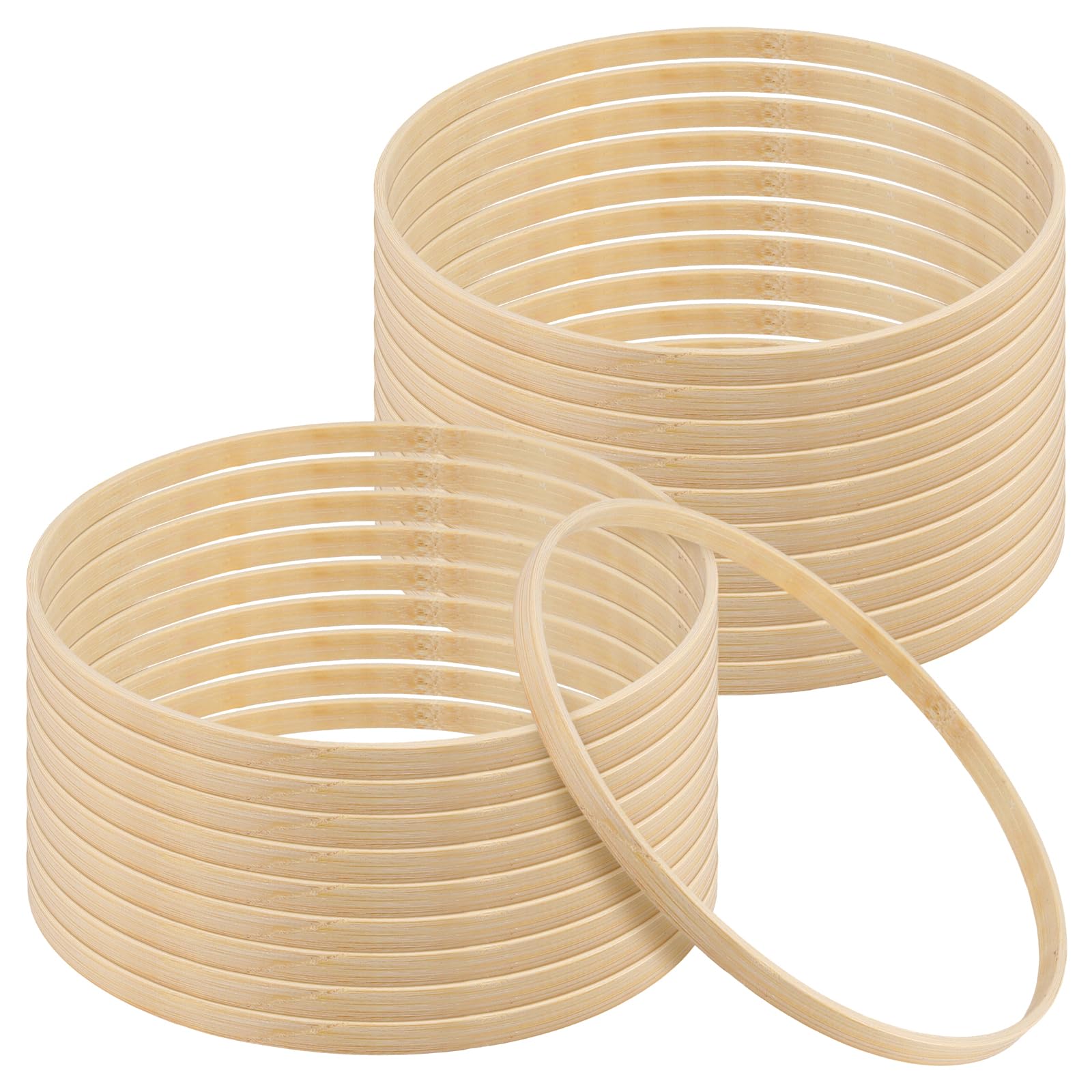 TAICHEUT 20 Pack Wooden Bamboo Floral Hoops, 20cm Wreath Rings for DIY Crafts, Wedding Decor, Dream Catchers, Macrame Wall Hangings