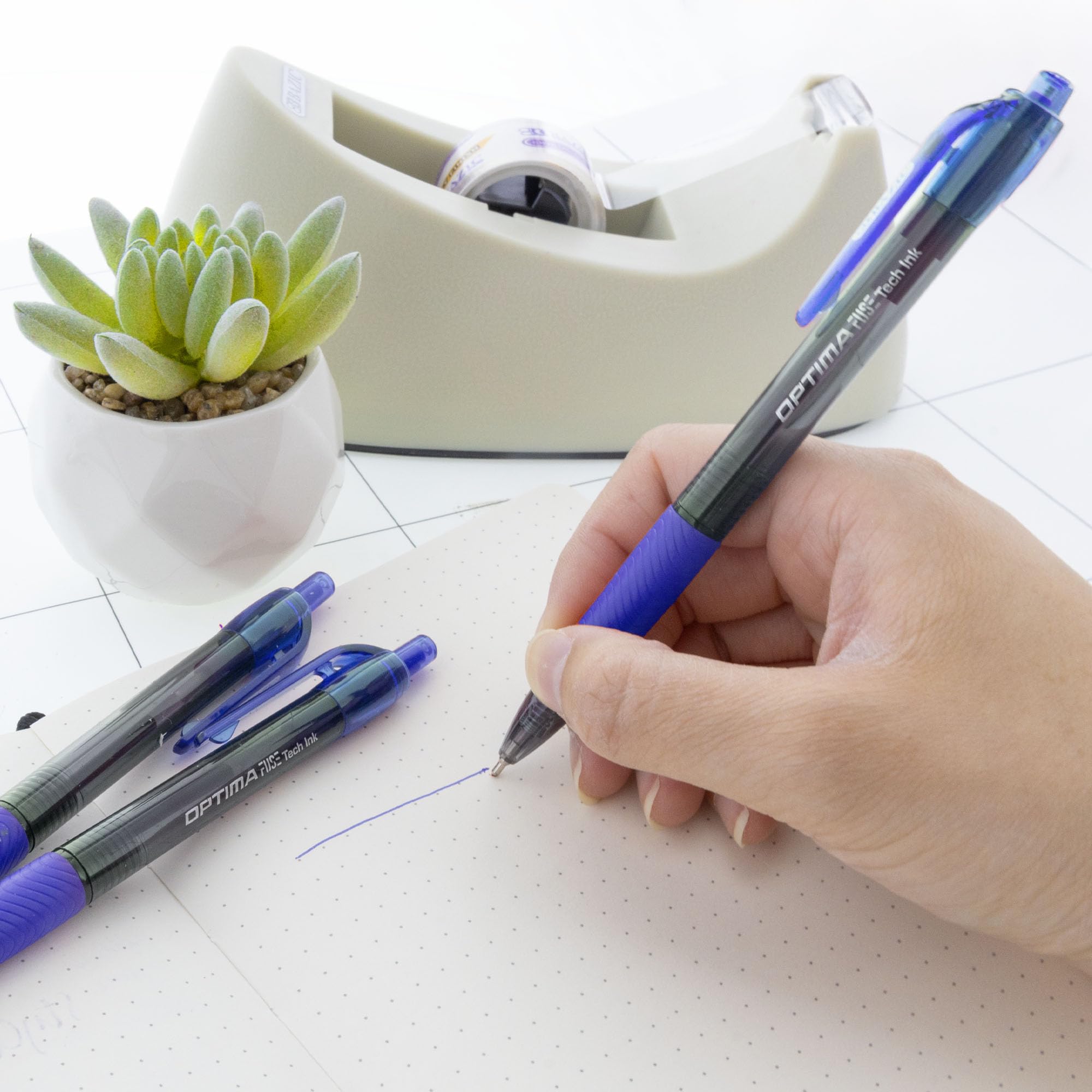 BAZIC Products Oil Gel Fuse Tech Ink Retractable Pen Optima Blue Color 0 7 mm Medium Point Soft — view 5