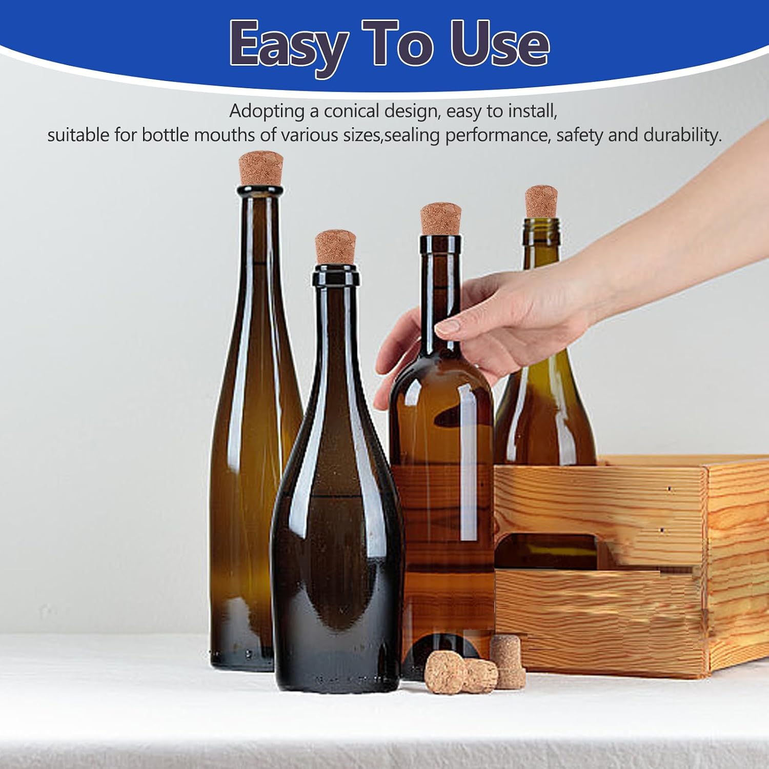 25Pack Cork Stoppers, Small Soft Wood Tapered Corks for Wine, Beer & Liquor Bottles, DIY Crafts 0.94" x0.67"x 1.38"