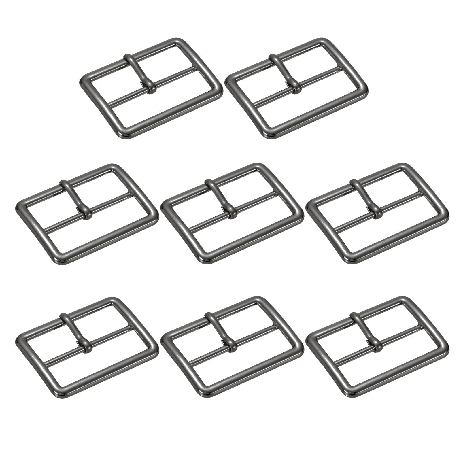 TIXIPEM 1 IN(25mm) Metal Single Prong Buckle [8Pcs] - Webbing Belts Center Bar Buckle Use for Leather Bags Craft & Purse & DIY Accessories - [Black] Square Loops Clasp