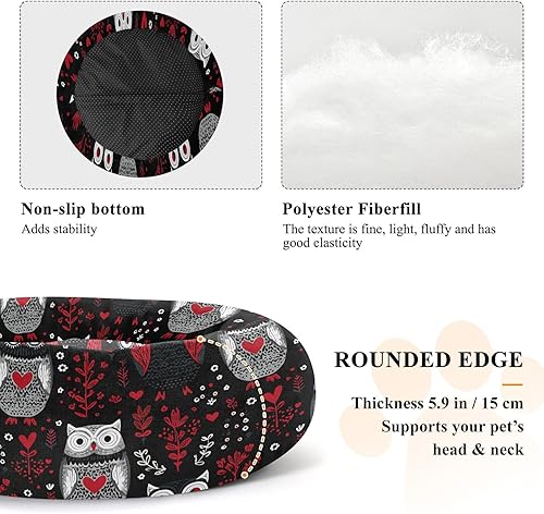 Miniatura 5 de Nordic Scandinavian Style Owl Valentines Donut Cuddler Pet Dog Bed fluffier Cat Pillow Bed for Extra Small Size Pets Sleeping Camas para mascotas