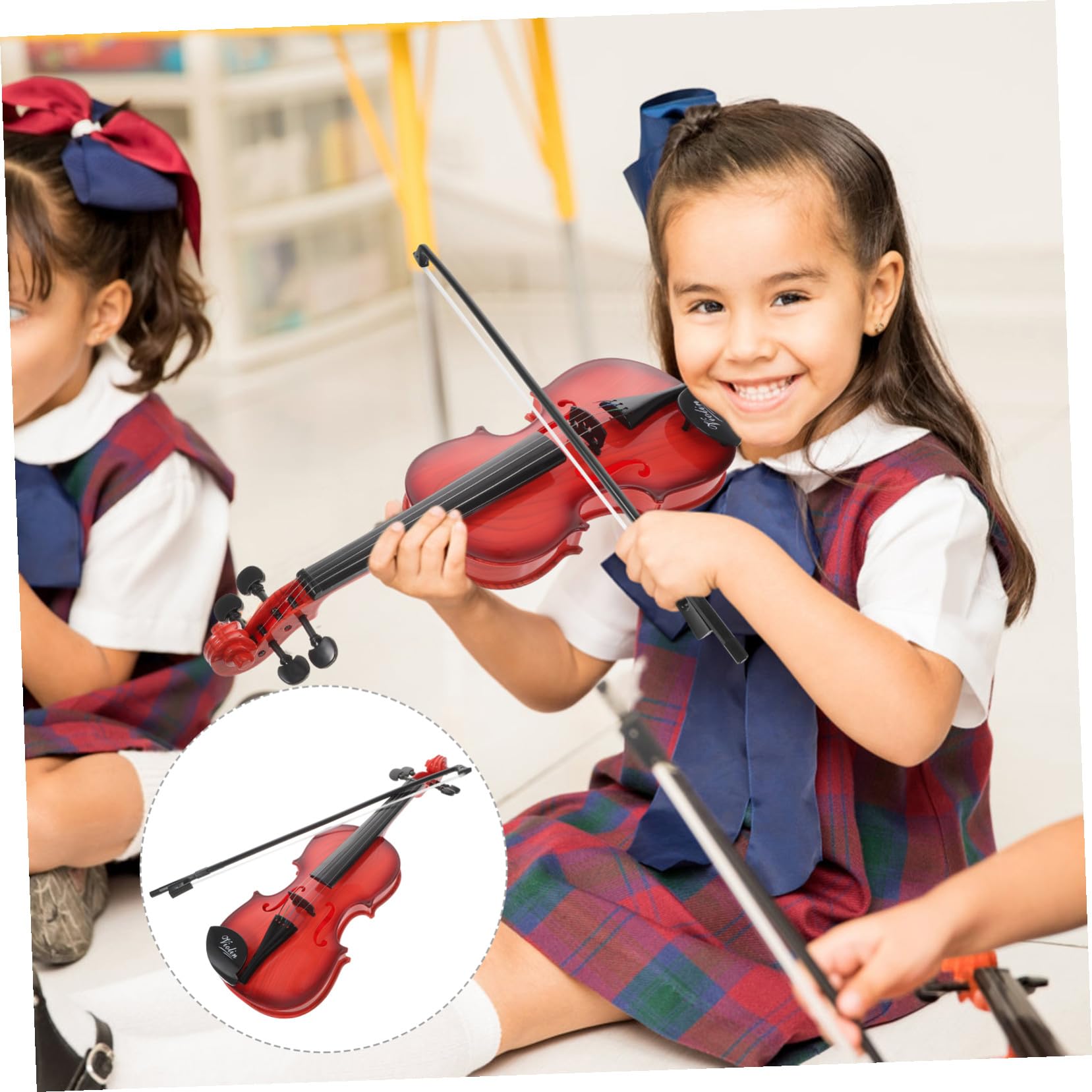 VICASKY Violino Giocattolo Musicale a Forma di Violino Piccolo e Delicato in in per Educazione Musicale per Bambini e Regali di Compleanno