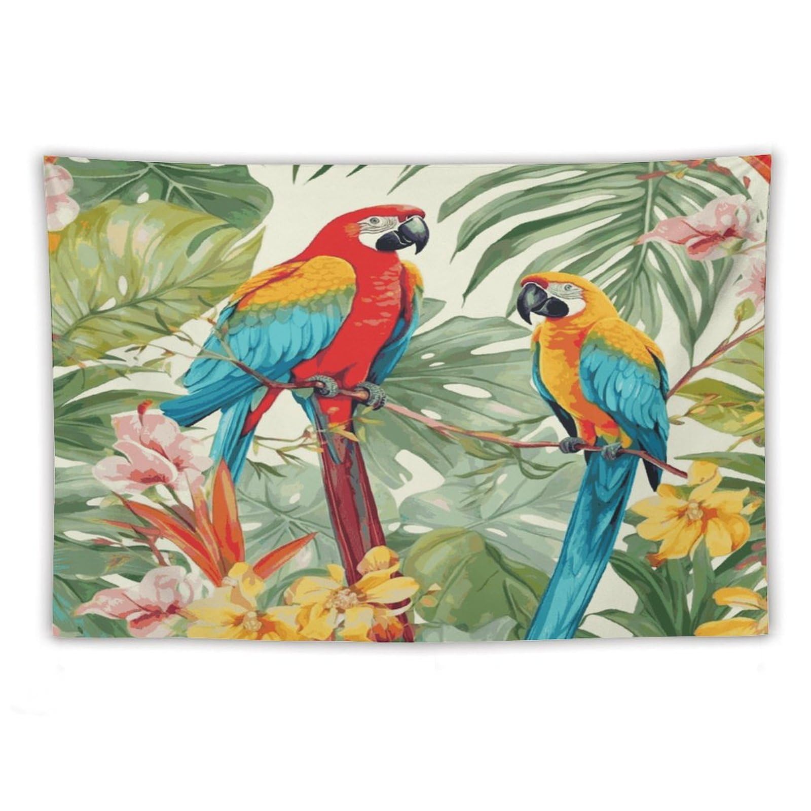 LDGSUPH Tropical Plants And Parrots Tapestry Wall Hanging Decor Anti-fading Aesthetic Wall Tapestries Fashion Wall Blanket Decor Modern Wall Art Tapestry for Bedroom Home Decor 40"x60"